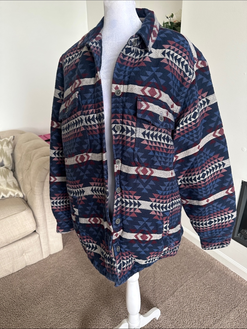 Ariat Navy Aztec-Pattern Button Front Jacket - Picture 3 of 10